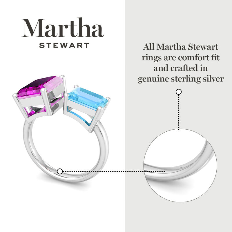 Martha Stewart 4 1/2ctw. Pink Sapphire & Blue Topaz Two Stone Ring In Sterling Silver image number null